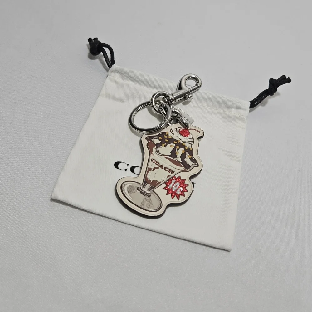 Coach Ice Cream Sundae Chalk/Multi Leather Bag Charm